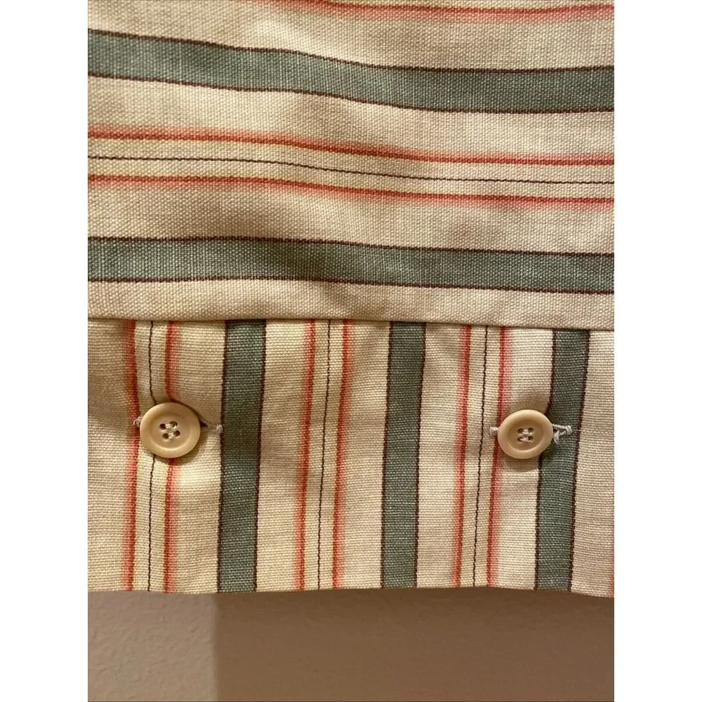 Waverly Luxury Collection Pillow‎ Sham Cotton Tan Green Melon Stripe Standard